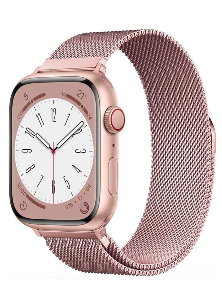 Mesh Metal Loop For Apple Watch Band 42mm 44mm 45mm 46mm 49mm for iWatch Bands Series Ultra SE 10 9 8 7 6 5 4 3 2 1 Women Men, Stainless Steel Strap with Magnetic Clasp - Image 1