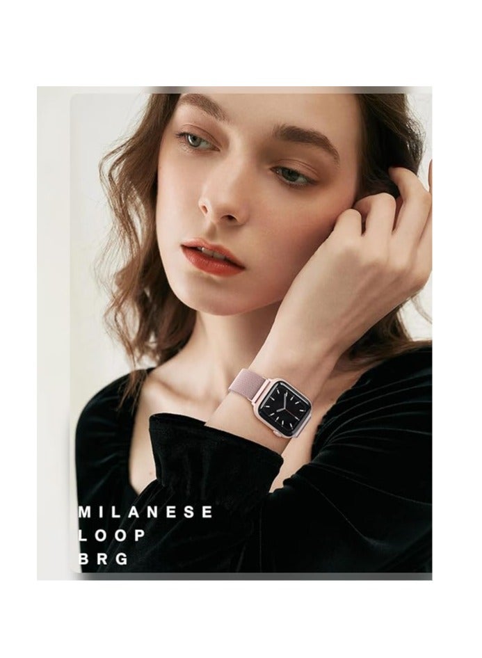 Mesh Metal Loop For Apple Watch Band 42mm 44mm 45mm 46mm 49mm for iWatch Bands Series Ultra SE 10 9 8 7 6 5 4 3 2 1 Women Men, Stainless Steel Strap with Magnetic Clasp - Image 5