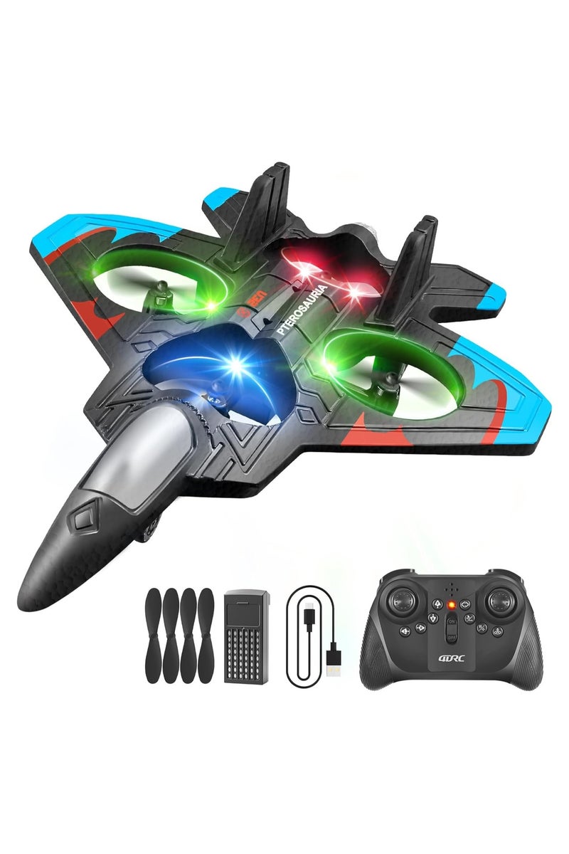 Foam RC Airplane – Fighter Jet with LED Lights, 360° Stunts, and One-Key Takeoff – Durable EPP Remote Control Plane for Kids & Adults - Image 1