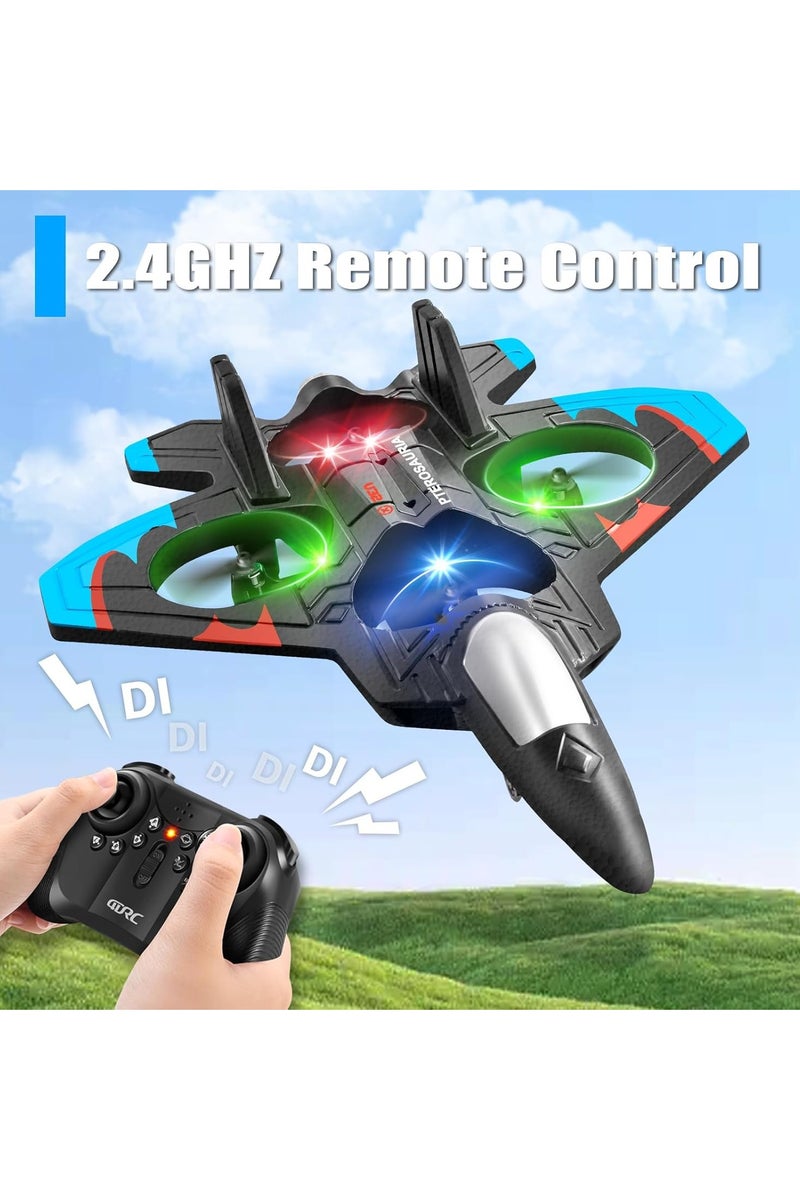 Foam RC Airplane – Fighter Jet with LED Lights, 360° Stunts, and One-Key Takeoff – Durable EPP Remote Control Plane for Kids & Adults - Image 2