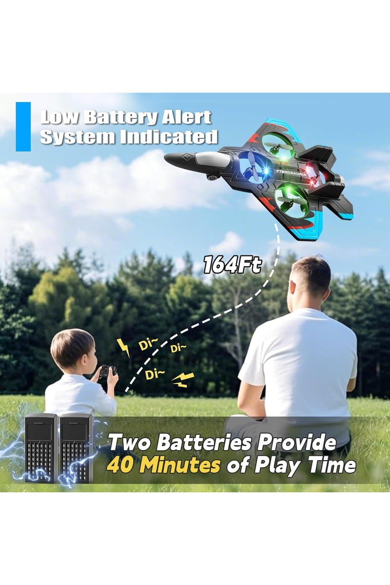 Foam RC Airplane – Fighter Jet with LED Lights, 360° Stunts, and One-Key Takeoff – Durable EPP Remote Control Plane for Kids & Adults - Image 3