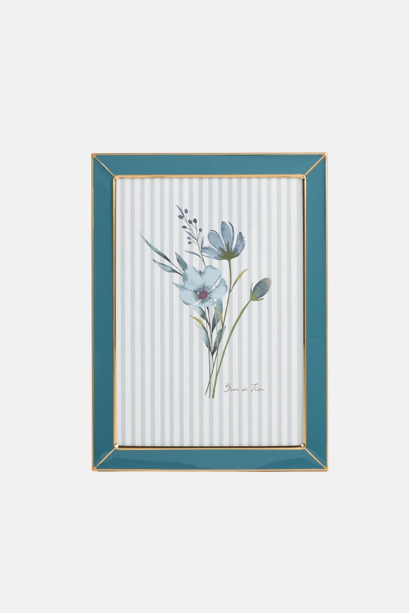 Enchante Accessories Floral Pattern Photo Frame, Blue - Image 1