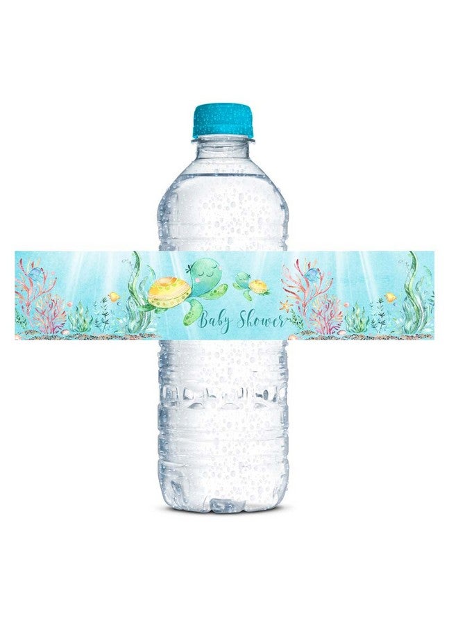Amanda Creation Little Hatchling Cute Sea Turtle Sea Life Baby Sprinkle Shower Waterproof Water Bottle Sticker Wrappers 20 Wrap Around Labels Sized 1.75" x 8.5" by AmandaCreation - Image 1