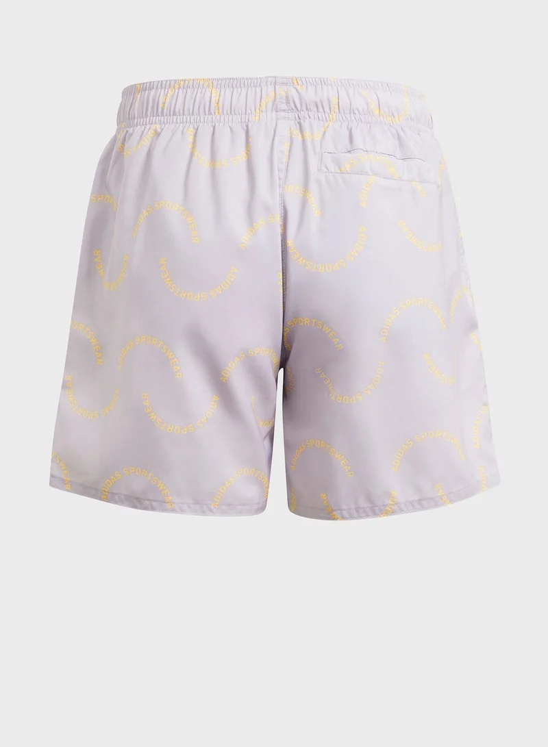 Adidas Kids Sportswear Wave Print Classic Swimshorts