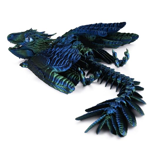 Guwewu Feathered Wyvern 3D Printed Articulated Fidget Dragon Azurewing - Image 1