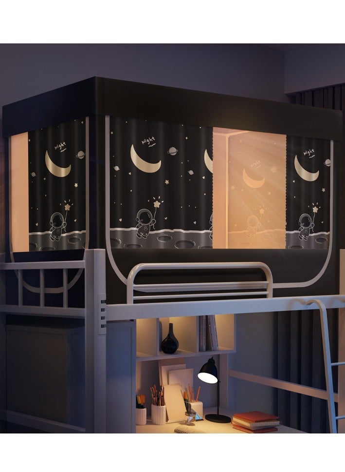 Bluejw Bed Canopy Tents Curtain Blackout Single Bed Tent Student Shading Cloth Canopy Dormitory Mosquito Net Sleep Privacy Protection with Frame for Children Bedroom With Cartoon Astronaut Pattern - Image 1