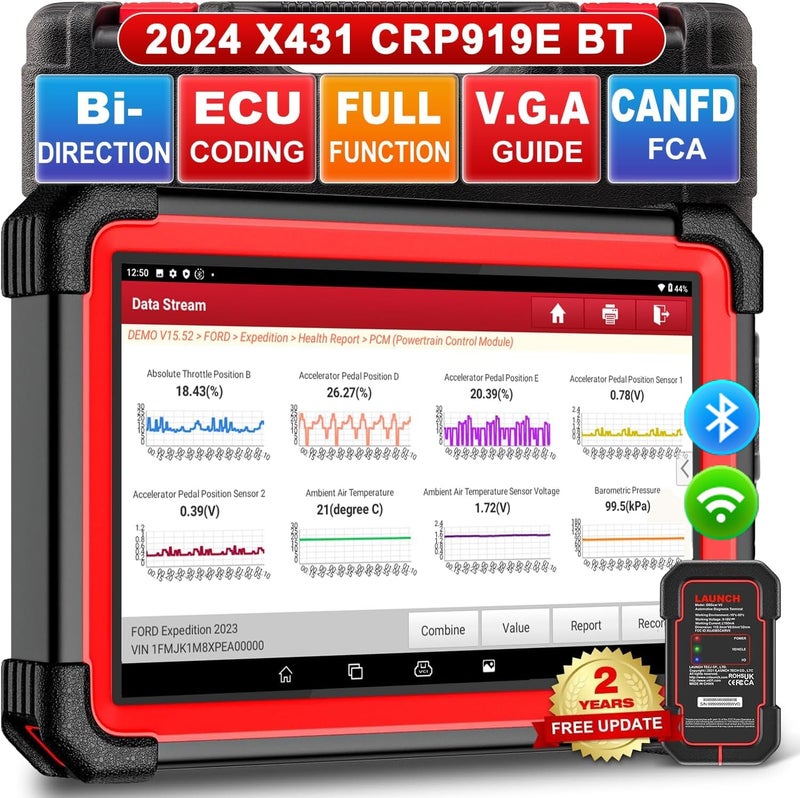 Launch LAUNCH CRP919E BT Diagnostic Tool with OE Level Full System Diagnostic Tool 31+ Reset Service, Vehicle Tester for Active Testing, CANFD, ECU Encoding, V.A.G Manual, FCA  - Image 1