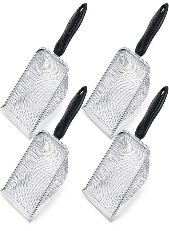 Dunzy 4 Packs Reptile Sand Stainless Steel Fine Mesh Reptile Substrate Metal Sand Shovel Sifter Litter Cleaner Corner Scoop Shovel Cleaner Scooper for Bedding Aquarium Terrarium Accessories - Image 1