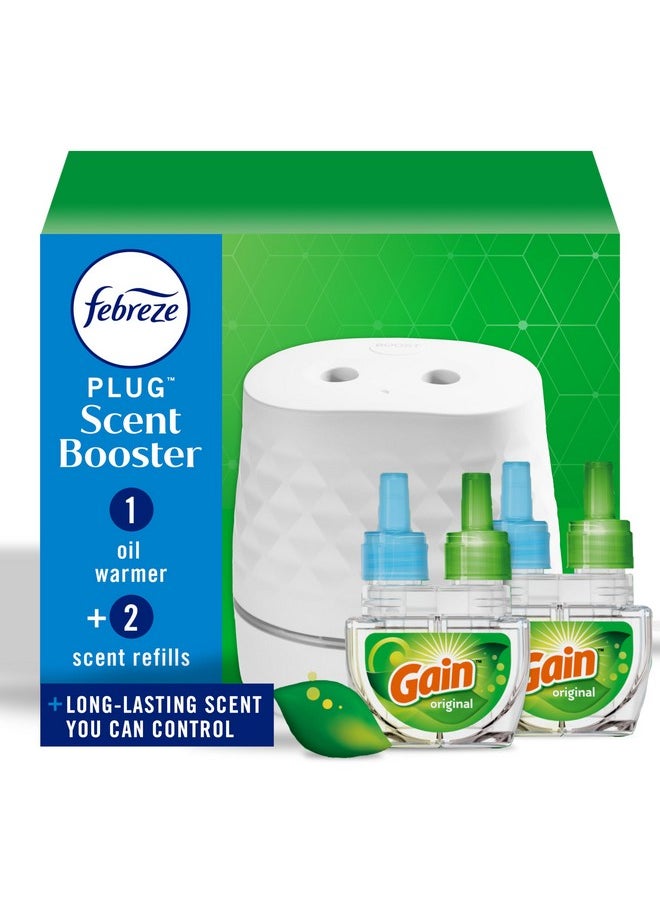 febreze Febreze PLUG Scent Booster Starter Kit, Oil Diffuser, Air Freshener Plug In, Continuous Scent Device + 2 Gain Original Refills  - Image 1