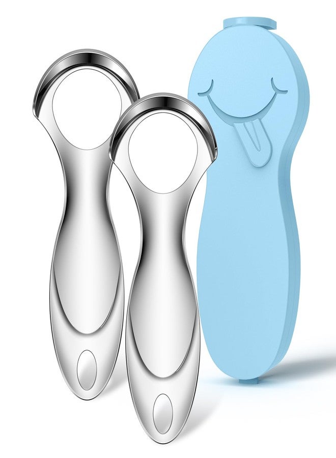 RONAVO Tongue Scraper, Short Handle for Optimal Control, Tongue Cleaner for Fresh Breath/Improves Flavor Perception, Ideal for Travel, Office or Gym - Image 1