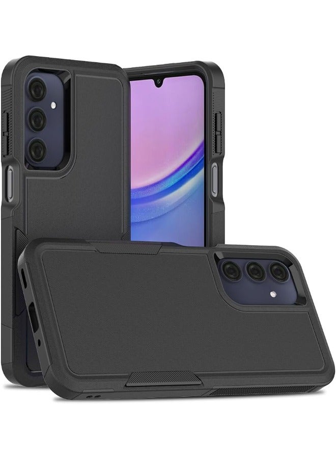 حافظة سامسونج جالاكسي A16، غطاء حماية مزدوج الطبقات للهاتف الخلوي شديد التحمل، غطاء حماية متين مقاوم للصدمات من السقوط لهاتف سامسونج جالاكسي A16 5G/4G، أسود - Image 1