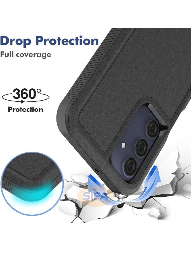 حافظة سامسونج جالاكسي A16، غطاء حماية مزدوج الطبقات للهاتف الخلوي شديد التحمل، غطاء حماية متين مقاوم للصدمات من السقوط لهاتف سامسونج جالاكسي A16 5G/4G، أسود - Image 4