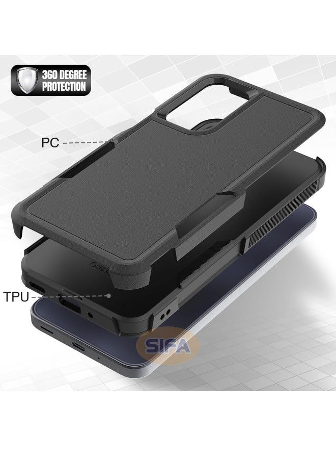 حافظة سامسونج جالاكسي A16، غطاء حماية مزدوج الطبقات للهاتف الخلوي شديد التحمل، غطاء حماية متين مقاوم للصدمات من السقوط لهاتف سامسونج جالاكسي A16 5G/4G، أسود - Image 5