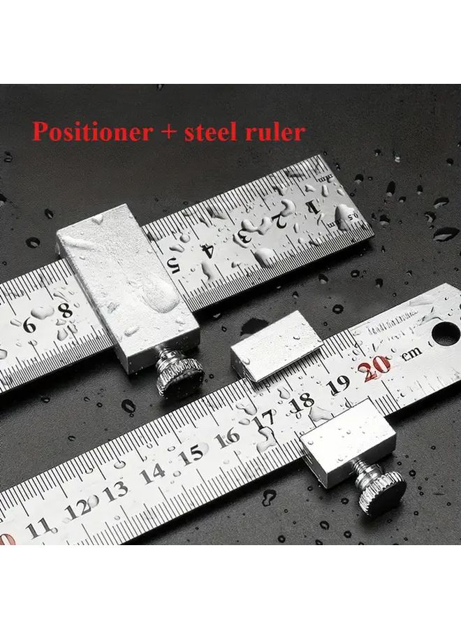 Precision Ruler Set With Silvery Positioning Block 20cm Steel Ruler For Designers Engineers - Image 2