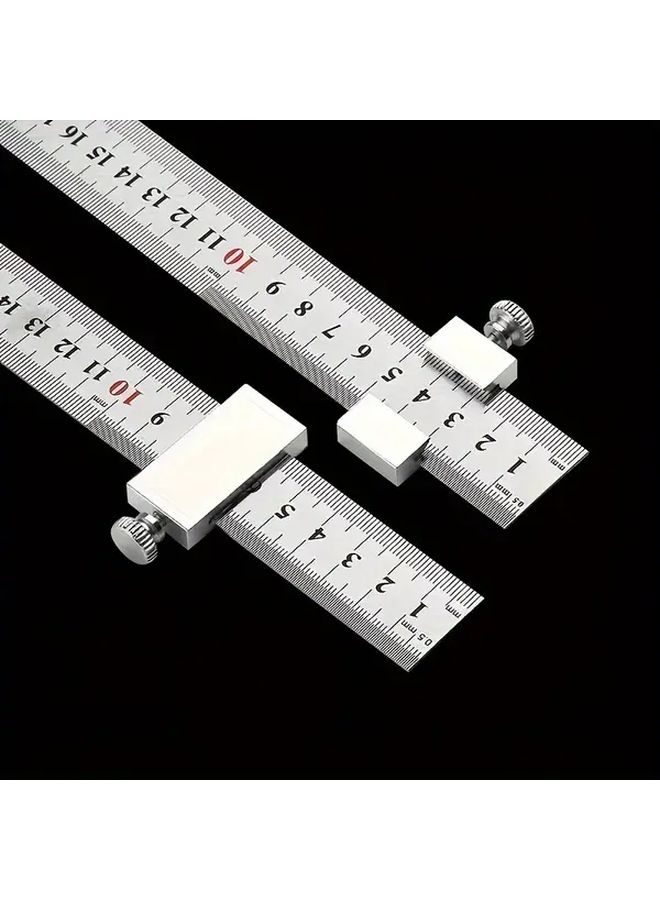 Precision Ruler Set With Silvery Positioning Block 20cm Steel Ruler For Designers Engineers - Image 5