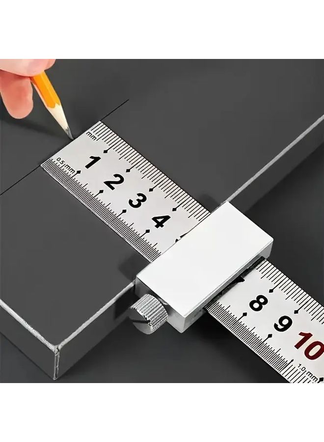 Precision Ruler Set With Silvery Positioning Block 20cm Steel Ruler For Designers Engineers - Image 1