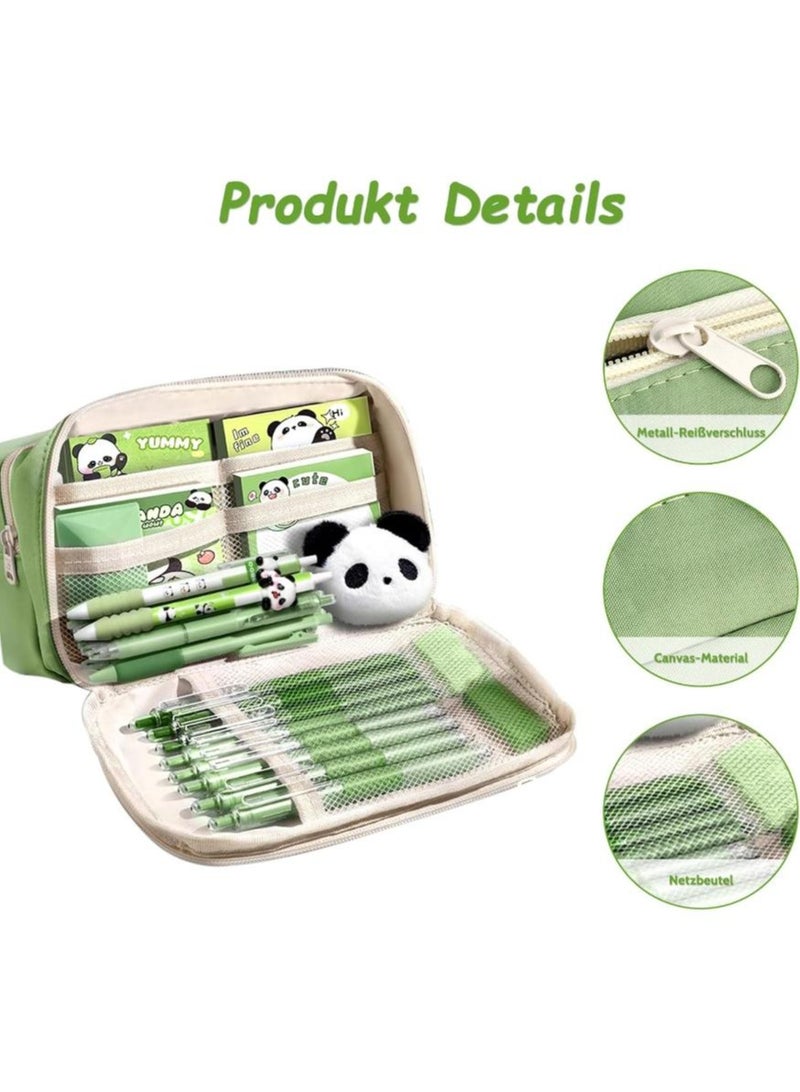 PAPERSAY 9 Layers Design Large Capacity Pencil Case, For Boys, Girls and Teenagers, Pencil Case, Stationery, Pencil Case Organiser for School and Office, Cute Animal Panda - Green. - Image 5