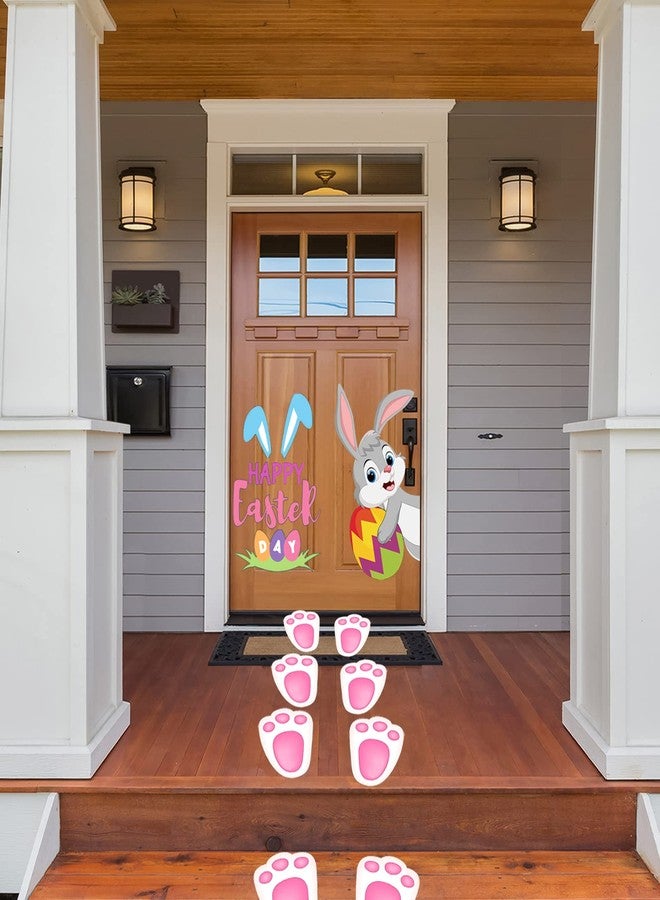 YOTNUS 110 Pcs Easter Bunny Footprint Stickers for Floor, Peel Without Leaving Traces, 14 PCS Rabbit Footprints, for Easter Decoration and Egg Hunting Games - Image 2