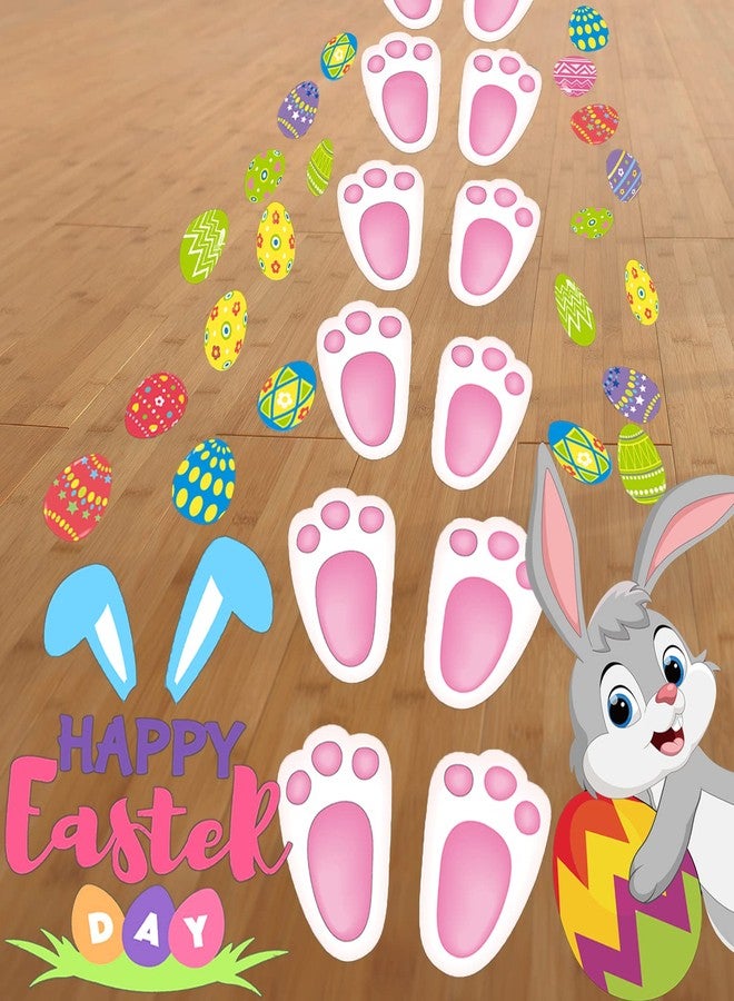 YOTNUS 110 Pcs Easter Bunny Footprint Stickers for Floor, Peel Without Leaving Traces, 14 PCS Rabbit Footprints, for Easter Decoration and Egg Hunting Games - Image 1