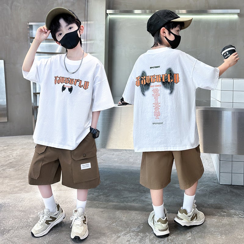 Boys' Summer Outfit Set - 2026 New Arrival, Thin Two-Piece Trendy Short-Sleeve Top & Pants