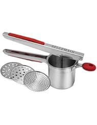 Bellemain Top Rated  Stainless Steel Potato Ricer with 3 Interchangeable Fineness Discs-Full 2-Year Warranty - Image 1