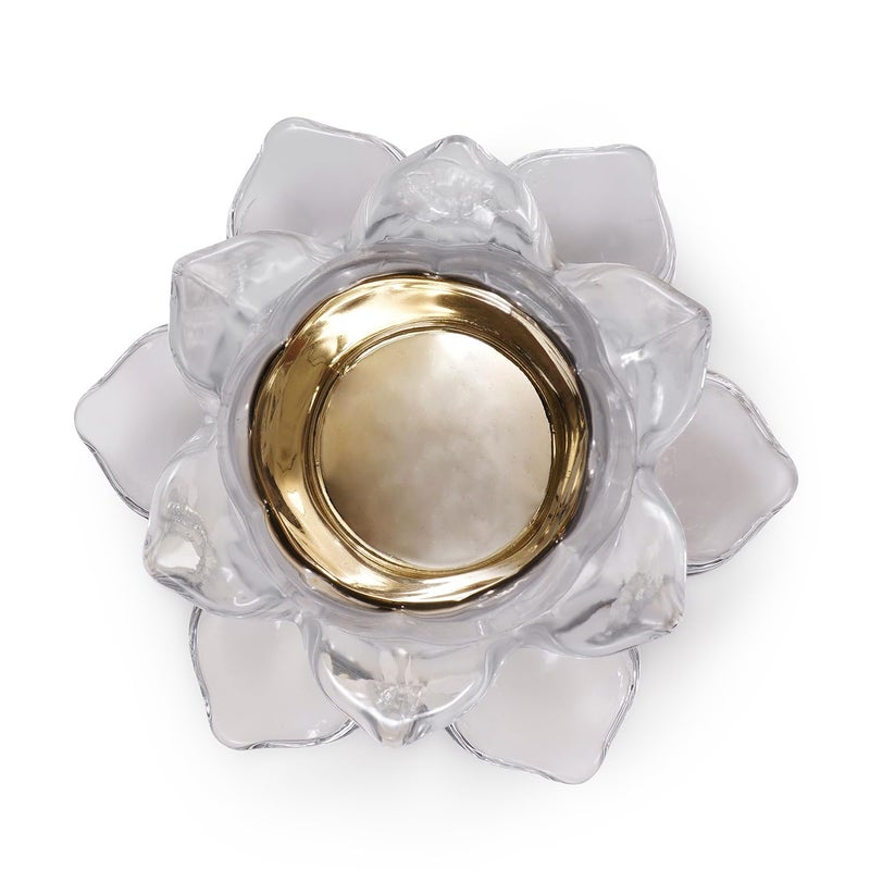 PURE HOME + LIVING Pure Home Living Set of 2 Clear Glass Lotus Shaped Tealight Holders  - Image 5