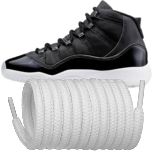 Endoto Shoelaces for Air Jordan 11 Replacement 5MM Shoe Laces Round Polyester Sneaker ShoesColorWhiteSize45Inch - Image 1