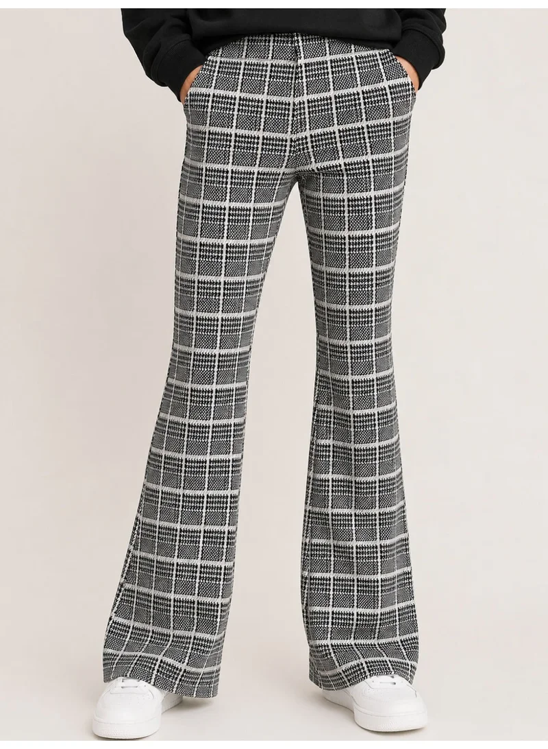 No Way Monday Girls Checkered Flared Leggings