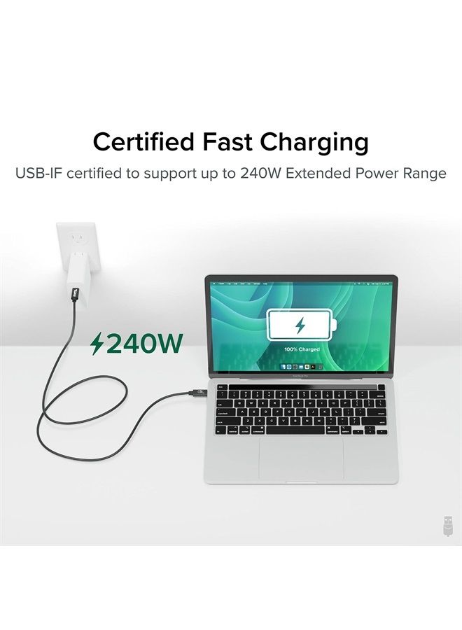 Plugable USB4 Cable with 240W Charging, 3.3 Feet (1M), USB-IF Certified, 1x 8K Display, 40 Gbps, Compatible with USB 4, Thunderbolt 4, Thunderbolt 3, USB-C, Driverless - Image 2