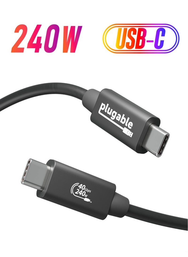 Plugable USB4 Cable with 240W Charging, 3.3 Feet (1M), USB-IF Certified, 1x 8K Display, 40 Gbps, Compatible with USB 4, Thunderbolt 4, Thunderbolt 3, USB-C, Driverless - Image 1
