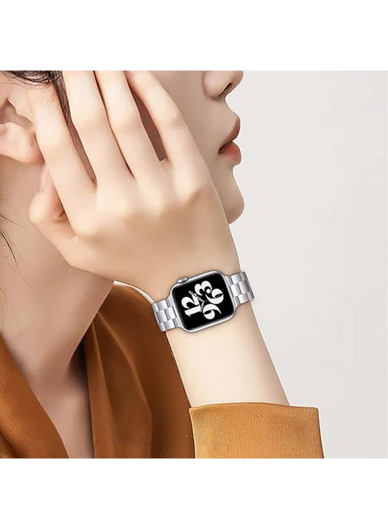 Bands Compatible with Apple Watch 42mm 44mm 45mm Series 9/8/7/SE/6/5/4/3/2/1 IWatch Ultra/Ultra 2/ Men Business Stainless Steel Metal Watchband - Image 4