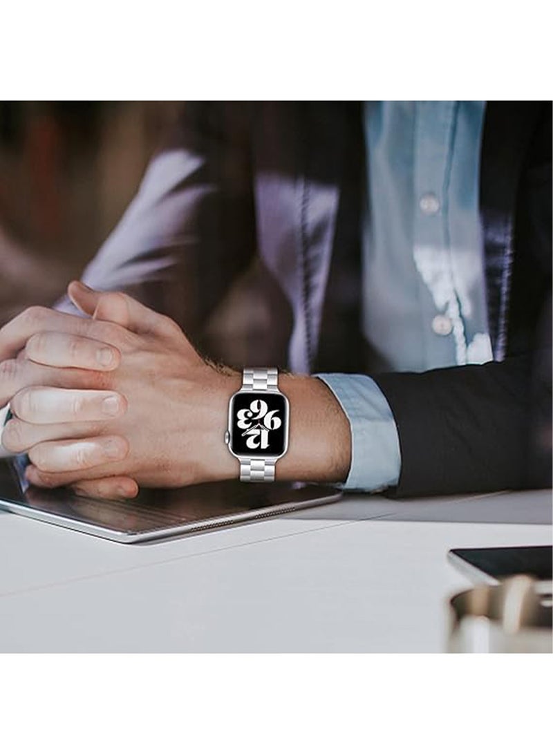 Bands Compatible with Apple Watch 42mm 44mm 45mm Series 9/8/7/SE/6/5/4/3/2/1 IWatch Ultra/Ultra 2/ Men Business Stainless Steel Metal Watchband - Image 5