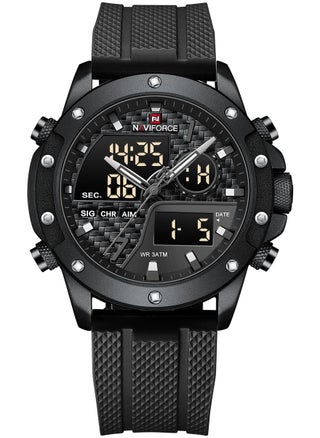 Mens Black Dial Black Case Black Rubber Strap Watch Analog Digital Quartz Waterproof Chronograph with Dual Display - pzsku/Z7D41BF5FF07DECE115F4Z/45/_/1739516261/3427f656-ac77-43fb-8cb1-75c5ef082971
