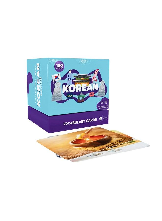 Briston 180 Korean Vocabulary Hangul Flash Cards Educational Language Learning Resource With Pictures For Memory & Sight Words Fun Game Play Grade School Classroom Or Homeschool Supply Briston Brand  - Image 2