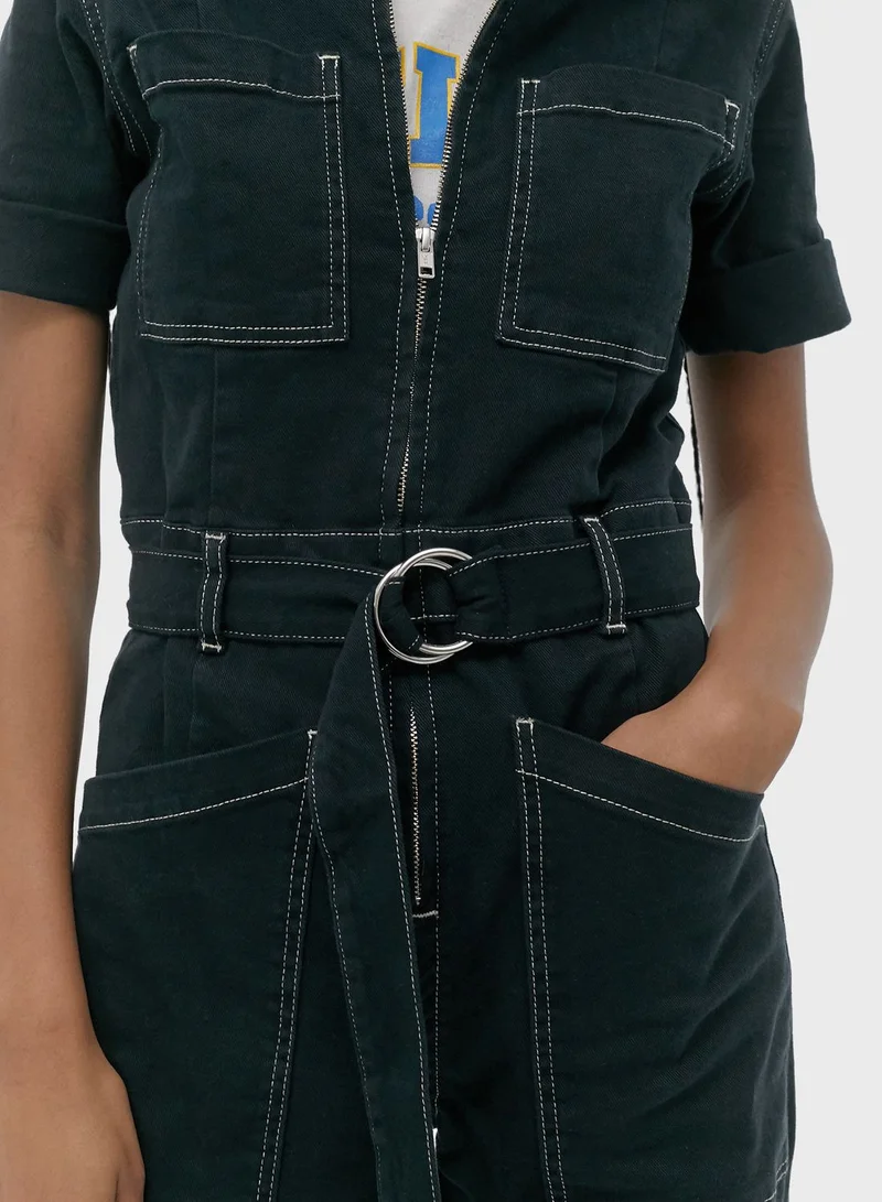 URBAN OUTFITTERS Contrast Stitch Denim Jumpsuit