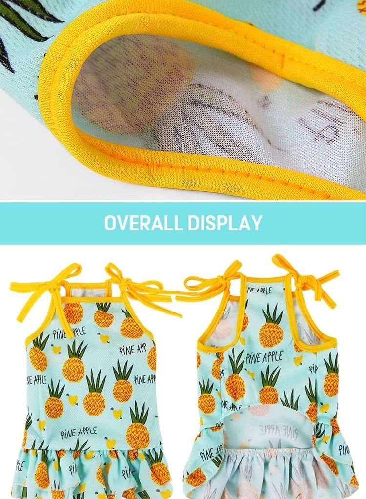 Generic OHANA Spring Wear Collection Spaghetti Strings and Fruity Print Girly Frocks with Frills for Cats and Dogs Pineapple Print Medium size  - Image 1