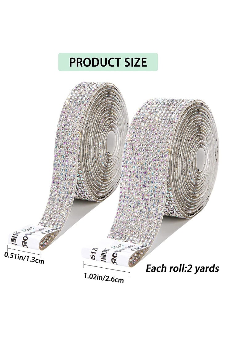 SYOSI Self Adhesive Crystal Rhinestone Diamond Ribbon, Bling Crystal Rhinestones Sticker DIY Car Decoration Sticker Glitter Rhinestones Gem Stickers 4Rolls/4Yards (Colorful) - Image 5