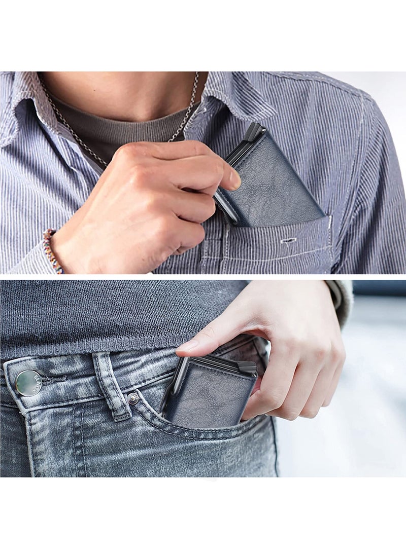 KASTWAVE Card Holder, Men Credit Card Holder, Slim Card Case Front Pocket Anti-theft-RFID Auto Pop up Travel Thin Wallets for Men - Image 5