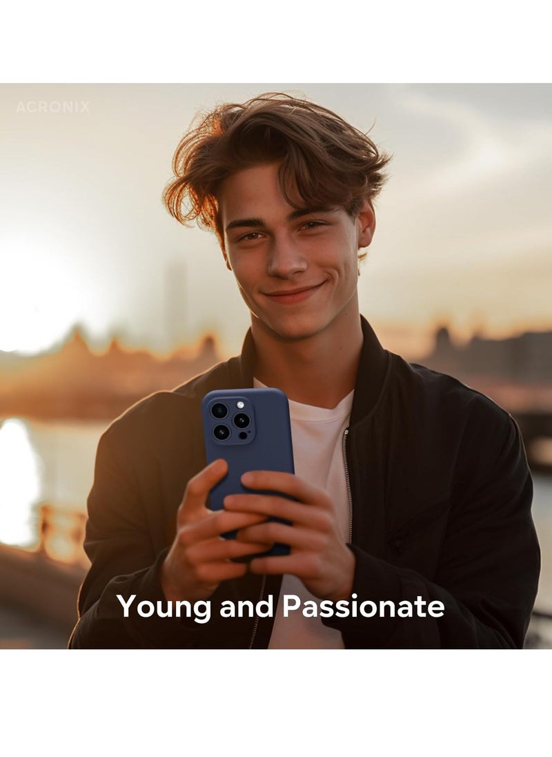 Raxoom ELTRAZONE iPhone 15 Pro Max Case (6.7") â€“ Midnight Blue Liquid Silicone with Screen Protector, Shockproof Rubber - Image 5