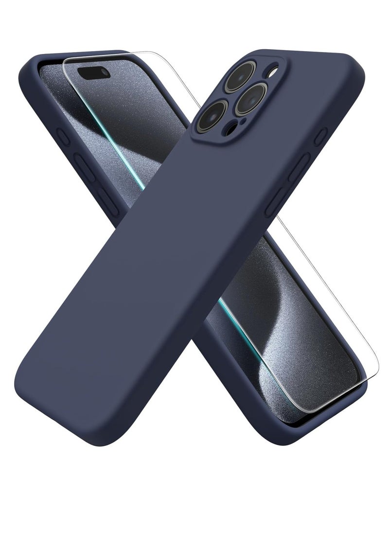 Raxoom ELTRAZONE iPhone 15 Pro Max Case (6.7") â€“ Midnight Blue Liquid Silicone with Screen Protector, Shockproof Rubber - Image 1