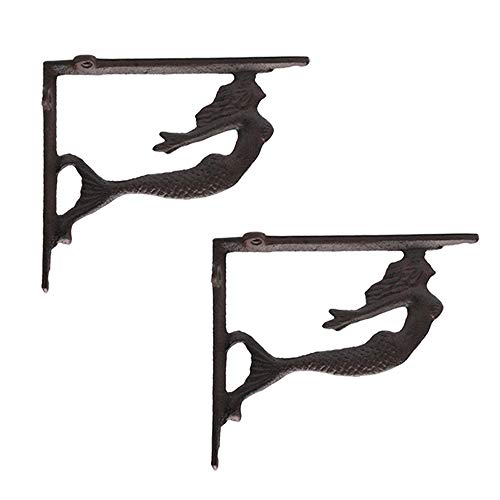 BRASSTAR 2PCS Rustic Cast Iron Fish Shelf Brackets Nautical Wrought Iron Soaring Wall Bracket Antique Replica Rust Color PTZD003-02 - Image 4