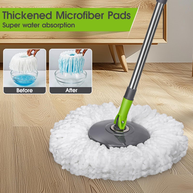 Masthome Spin Mop Bucket System,Masthome Pedal Spin Mop and Bucket with Wringer Set,EasyWring Microfiber Mop with 3 Mop Pads,360Â°Spinning Floor Cleaning System - Home & Office Suitable - Image 4