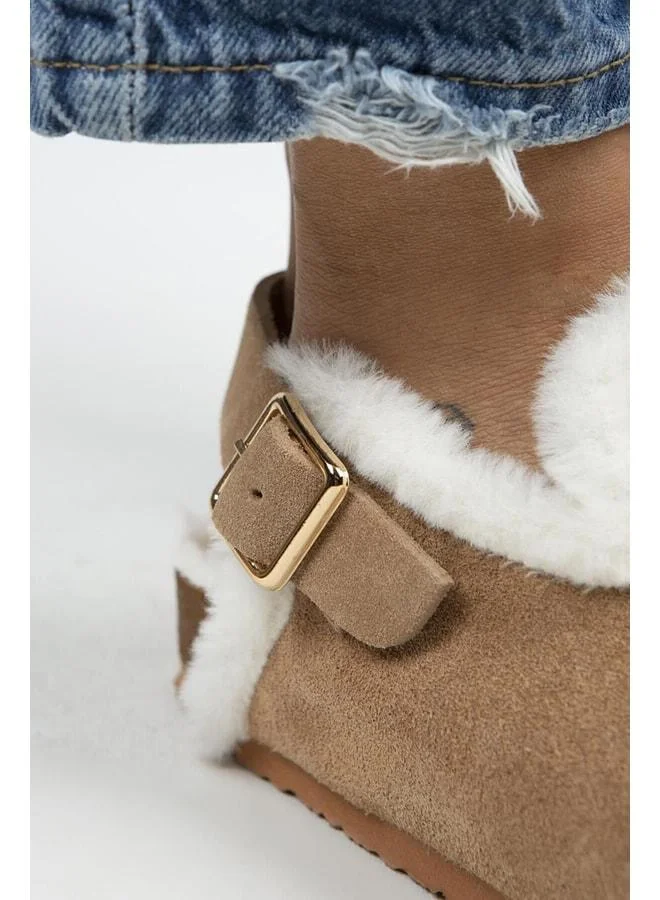 Manijero  Holly Fur Women's Genuine Leather Fur‑Belted Buckle Sandal. for Women | Best Price UAE