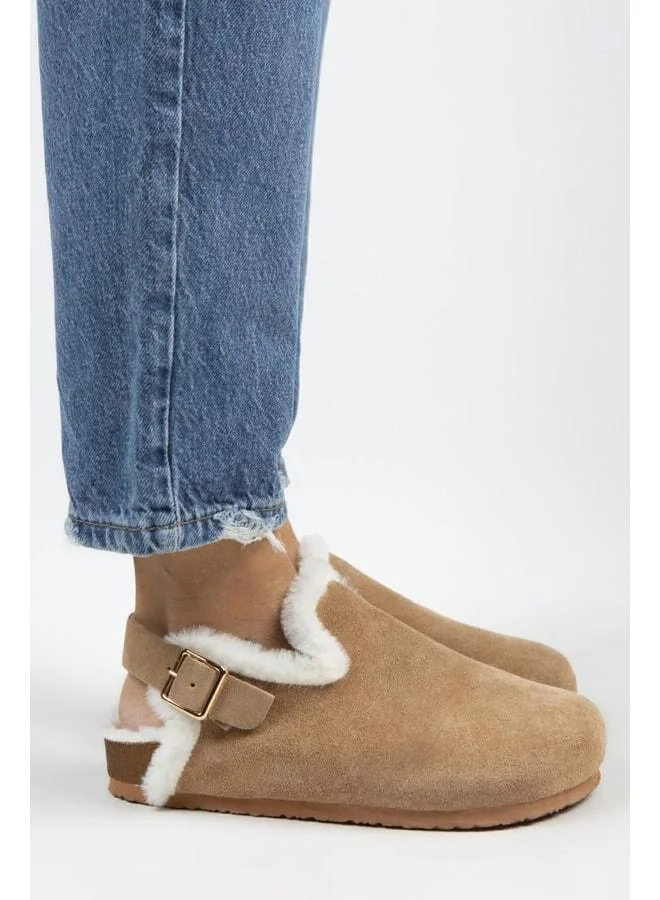 Holly Fur Women's Genuine Leather Fur‑Belted Buckle Sandal.
