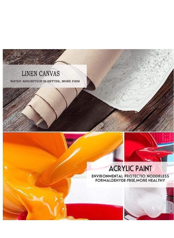 Y&D DIY Oil Paint by Numbers Brushes Kits for Adults Beginner Kids Flowers in Vase Acrylic Painting Gifts Home Wall Decor 16 * 20 inch (Without Frame)  - Image 5