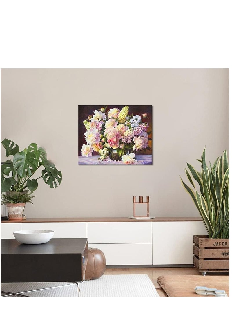 Y&D DIY Oil Paint by Numbers Brushes Kits for Adults Beginner Kids Flowers in Vase Acrylic Painting Gifts Home Wall Decor 16 * 20 inch (Without Frame)  - Image 2