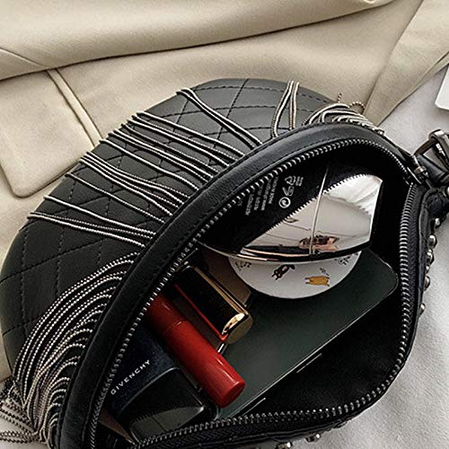 Minache Women Rivet Metal Tassel Faux Leather Fanny Pack Waist Bag Chest Bag Crossbody Shoulder Bag - Image 5