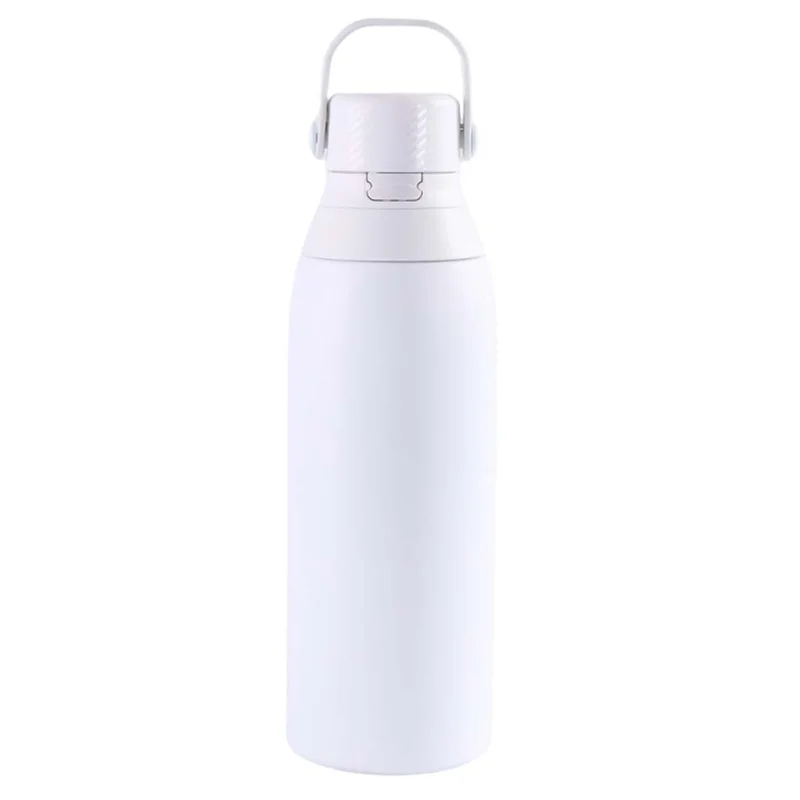 هانز لارسن Hans Larsen EVORA 750ml Vacuum Insulated Stainless Steel Water Bottle, Double Wall, Lockable Lid & Sip Straw, 12 Hrs Cold / 8 Hrs Hot, Leak-Proof Sports Bottle with Carry Loop - White