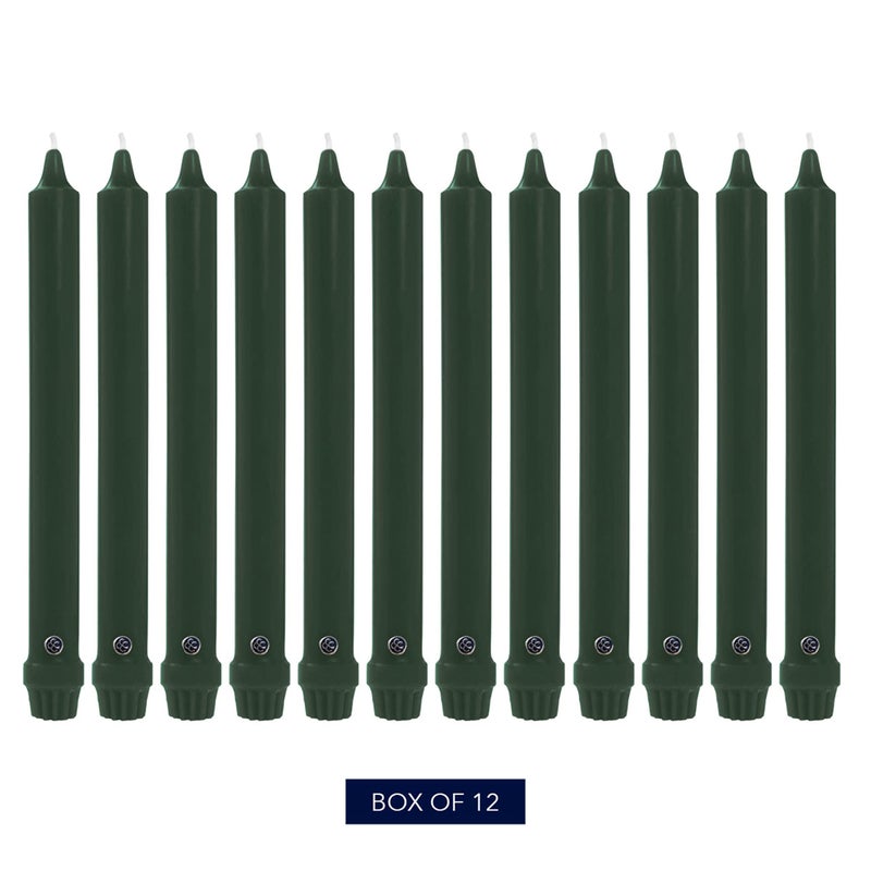 Colonial Candle Unscented Taper Candle, Classic Collection, Evergreen, 8 In, Pack of 12 - Up to 6 Hours Burn - Image 2