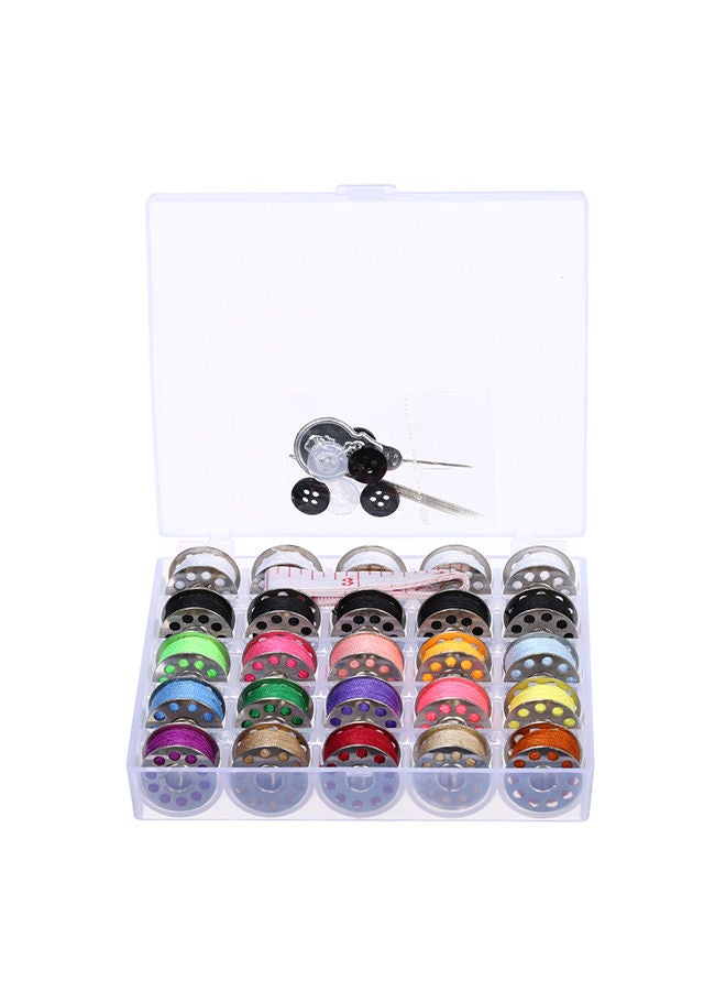 NIBEMINENT 25-Piece Bobbins With Measurement Tape And Storage Box Multicolour 0.176kg